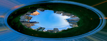 Manhattan as viewed from Central Park in New York City with distortion effect applied for artistic look.の写真素材