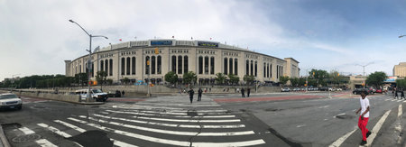 BRONX, NEW YORK/USA - MAY 28, 2019: Wide angle view of Yankee Stadium just before a game.のeditorial素材