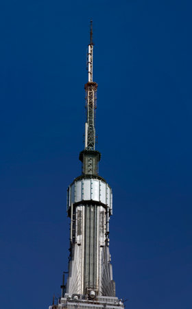 NEW YORK, NEW YORK/USA - July 27, 2019: Antenna at top of the Empire State Building in Manhattan.のeditorial素材