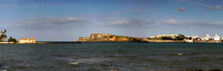 SAN JUAN, PUERTO RICO/USA - February 15, 2019: Wide angle view of Fort San Felipe del Morro.のeditorial素材
