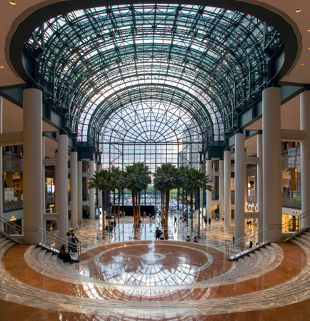 NEW YORK, NEW YORK/USA - May 21, 2018: Interior of Brookfield Place mall during evening.のeditorial素材