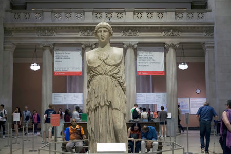 NEW YORK, NEW YORK/USA - July 9, 2018: Greek statue of Godess Athena Parthenos at Metropolitan Museum of Art sculpted by Pheidias.のeditorial素材