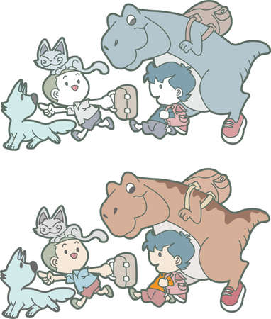 dinosaur travelのイラスト素材