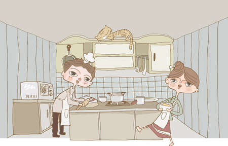 kitchen cartoonのイラスト素材