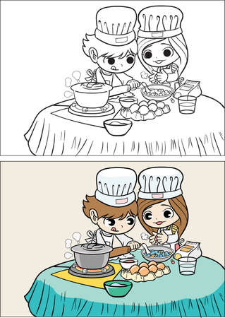 Make dessert cartoonのイラスト素材