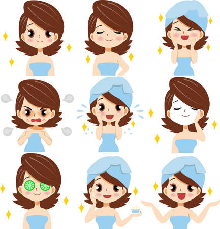 Cleaning Face vectorsのイラスト素材