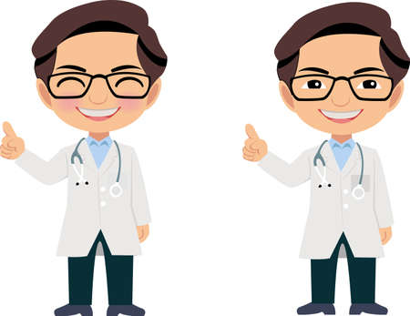 Cheerful male doctor. Vector illustration of a smiling doctor with medicalのイラスト素材