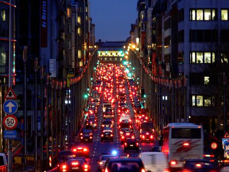 a traffic jam during rush hour in Bruxelles