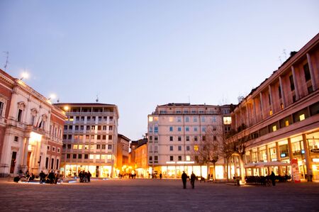central square in front of Municipal Theater in Reggio Emiliaの写真素材