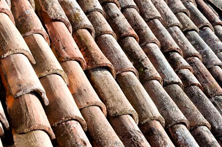 close-up of old roof tiles texture
