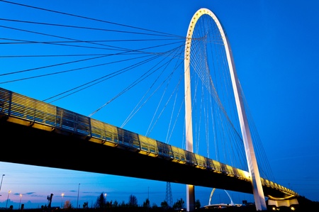 Reggio Emilia, Italy - Calatrava bridges at duskの写真素材