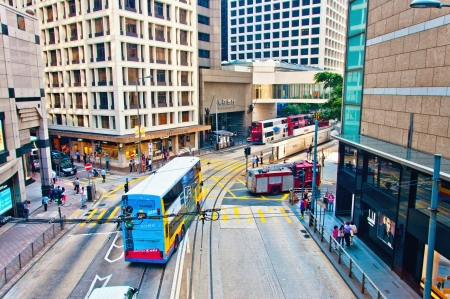 HONG KONG - JULY 30, 2012: Central District traffic and city life in this international financial center on July 30, 2012 in Hong Kong. The city is one of the most populated areas in the worldのeditorial素材