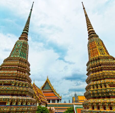 ancient Pagoda at Wat Pho temple in Bangkok Thailand の写真素材