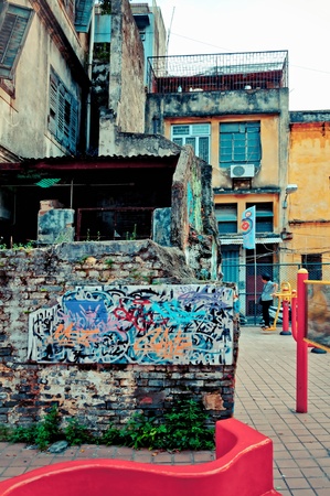 MACAU - AUGUST 1, 2012:view on downtown street on August 1, 2012 in Macau, China. Macau features a strong tourism industry based on gambling and is visited by over 25 million people every yearのeditorial素材
