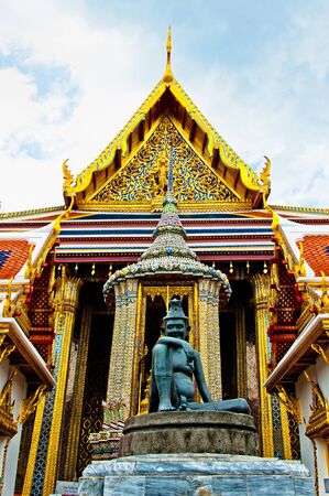statue and temple in Bangkok Grand Palace - Thailandの写真素材