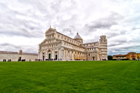 Pisa, place of miracles  the leaning tower and the cathedral baptisteryの写真素材