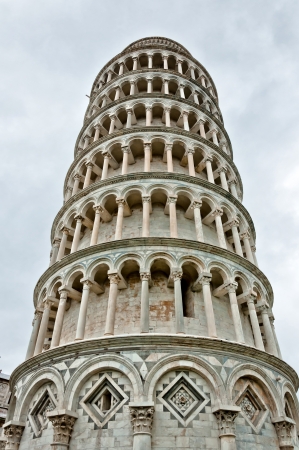 Pisa - Italy  the leaning Tower in a cloudy dayの写真素材