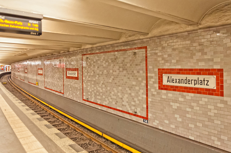 BERLIN, GERMANY - JUNE 08  Alexanderplatz U-bahn  metro  station at Berlin, Germany on June 08, 2013 in Berlin のeditorial素材