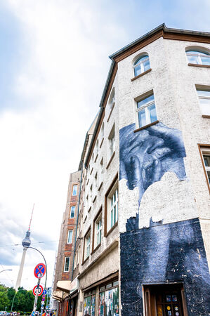 Berlin, Germany - June 09, 2013  mural on building in Brunnenstraße, Mitte district, on June 09, 2013 in Berlin, Germany  Mitte is one of Berlin s cultural centers in the now reunified city のeditorial素材