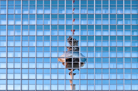 Television Tower reflected on skyscraper in Berlinのeditorial素材