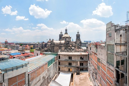 day view of Mexico City zocalo from roofsのeditorial素材