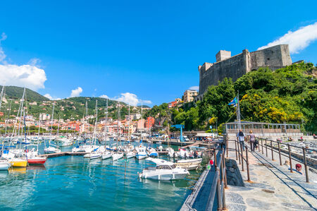 LERICI, ITALY - MAY 31, 2014: harbour and town of Lerici, Italy. Lerici is located in La Spezia Gulf of Potes, Liguria, and is famous for his bay, harbour and castleのeditorial素材