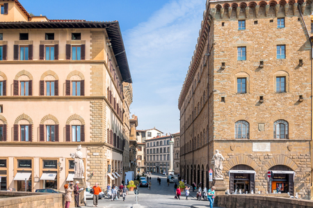 FLORENCE, ITALY - March 21, 2014: tourists visit historic centre in Florence, Italy. Florence is home to some of the most famous works of art on earth.のeditorial素材