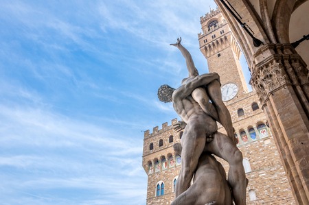 FLORENCE, ITALY - March 21, 2014: Rape of the Sabines sculpture by Giambologna in Florence, Italy. Florenceのeditorial素材