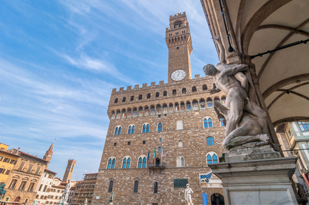 FLORENCE, ITALY - March 21, 2014: Rape of the Sabines sculpture by Giambologna in Florence, Italy. Florenceのeditorial素材