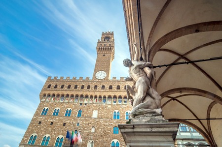 FLORENCE, ITALY - March 21, 2014: Rape of the Sabines sculpture by Giambologna in Florence, Italy. Florenceのeditorial素材