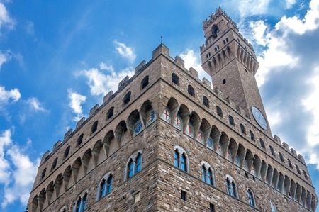 Palazzo Vecchio (Old Palace) a Massive Romanesque Fortress Palace, is the Town Hall of Florence, Italyのeditorial素材