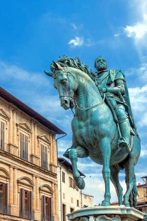 FLORENCE, ITALY - March 21, 2014: equestrian statue of Cosimo deのeditorial素材