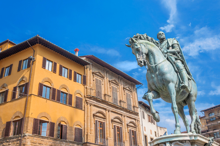 FLORENCE, ITALY - March 21, 2014: equestrian statue of Cosimo deのeditorial素材