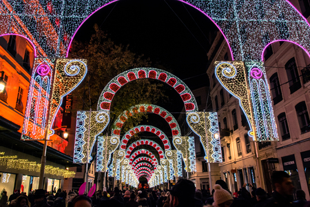 YON FRANCE  DECEMBER 6 2014: street view of Festival of Lights in Lyon France. The origins of the Fte des Lumires date to 1643.のeditorial素材