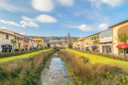 BARBERINO DI MUGELLO, ITALY - January 24, 2015: tourists shop at McArthurGlen Designer Outlet in Barberino di Mugello, Italy. Designer Outlet are located across Europe and offer discounts and special promotionsのeditorial素材