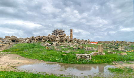 SELINUNTE, ITALY - FEBRUARY 22, 2014: day view of greek temple ruins in Selinunte, Italy. Selinunte was one of the most important of the Greek colonies in Sicily, situated on its southwest coast.のeditorial素材