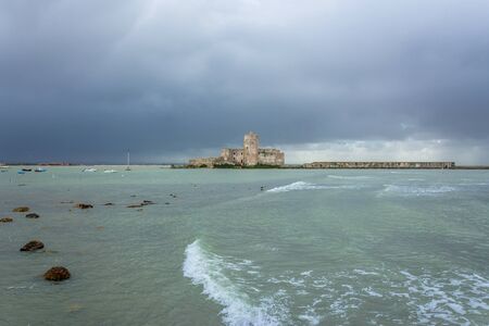 TRAPANI, ITALY - FEBRUARY 25, 2014: day view of harbor and waterfront in Trapani, Italy. The city is an important fishing port and the main gateway to the nearby Egadi Islandsのeditorial素材