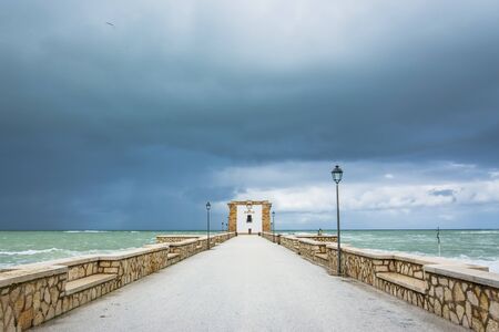 TRAPANI, ITALY - FEBRUARY 25, 2014: day view of harbor and waterfront in Trapani, Italy. The city is an important fishing port and the main gateway to the nearby Egadi Islandsのeditorial素材