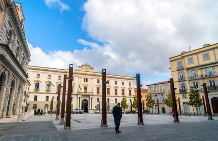 POTENZA, ITALY - MARCH 13, 2015: day view of Mario Pagano square with local people in Potenza, Italy. Potenza is the highest regional capital city in Italy.のeditorial素材