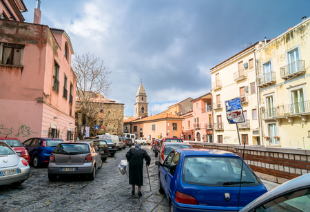 POTENZA, ITALY - MARCH 13, 2015: day view of downtown street and local people in Potenza, Italy. Potenza is the highest regional capital city in Italy.のeditorial素材