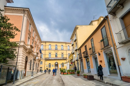 POTENZA, ITALY - MARCH 13, 2015: day view of downtown street and local people in Potenza, Italy. Potenza is the highest regional capital city in Italy.のeditorial素材