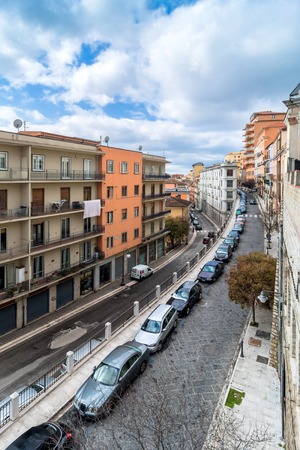 POTENZA, ITALY - MARCH 13, 2015: day view of downtown street in Potenza, Italy. Potenza is the highest regional capital city in Italy.のeditorial素材