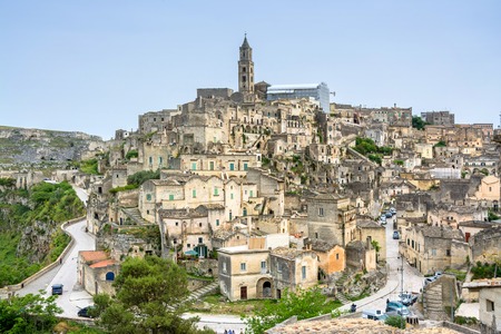 MATERA, ITALY - MAY 15, 2015: day view of Sassi di Matera ancient town in Matera, Italy. The city is a UNESCO World Heritage site and European Capital of Culture for 2019.のeditorial素材