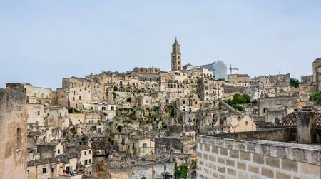 MATERA, ITALY - MAY 15, 2015: day view of Sassi di Matera ancient town in Matera, Italy. The city is a UNESCO World Heritage site and European Capital of Culture for 2019.のeditorial素材
