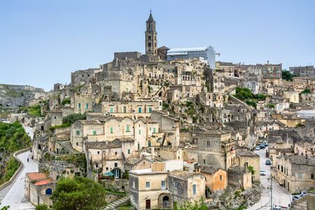 MATERA, ITALY - MAY 15, 2015: day view of Sassi di Matera ancient town in Matera, Italy. The city is a UNESCO World Heritage site and European Capital of Culture for 2019.のeditorial素材