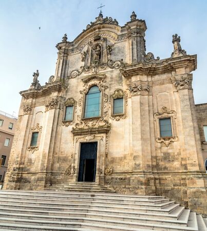 MATERA, ITALY - MAY 15, 2015: day view of Baroque facade of St Francesco di Assisi Church in Matera, Italy.. The city is a UNESCO World Heritage site and European Capital of Culture for 2019.のeditorial素材