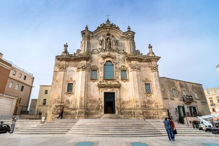 MATERA, ITALY - MAY 15, 2015: day view of Baroque facade of St Francesco di Assisi Church in Matera, Italy.. The city is a UNESCO World Heritage site and European Capital of Culture for 2019.のeditorial素材