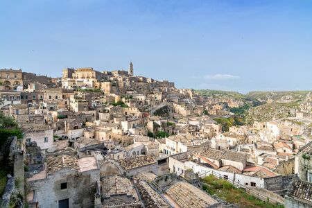 MATERA, ITALY - MAY 15, 2015: day view of Sassi di Matera ancient town in Matera, Italy. The city is...