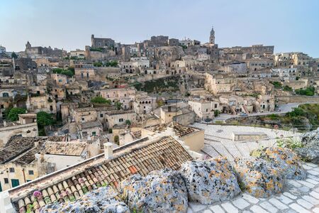 MATERA, ITALY - MAY 15, 2015: day view of Sassi di Matera ancient town in Matera, Italy. The city is a UNESCO World Heritage site and European Capital of Culture for 2019.のeditorial素材