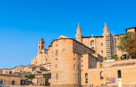 Urbino, Italy - August 13, 2015: view of skyline with Ducal Palace in Urbino, Italy. The historic center of Urbino was represents the zenith of Renaissance art and architecture.のeditorial素材